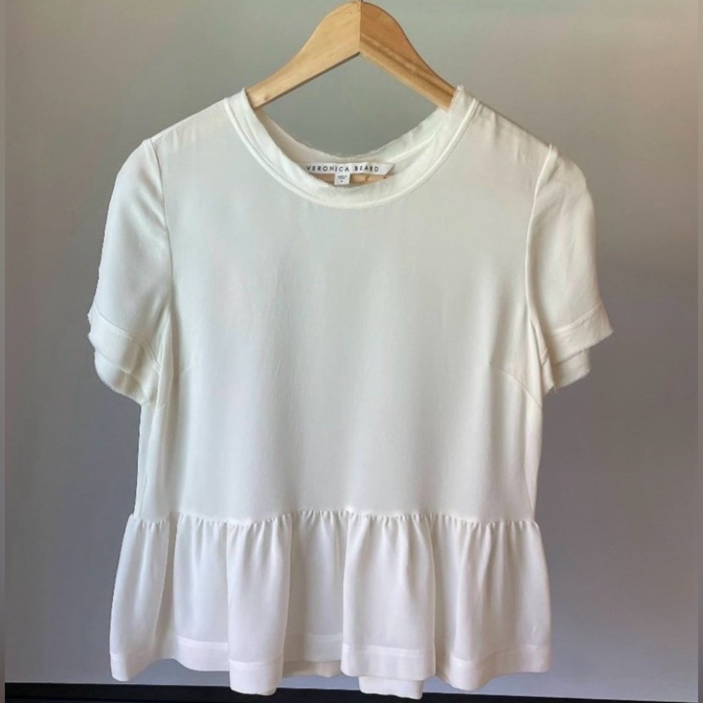 Veronica Beard White Silk Peplum Blouse| 4 luxury minimal capsule office chic